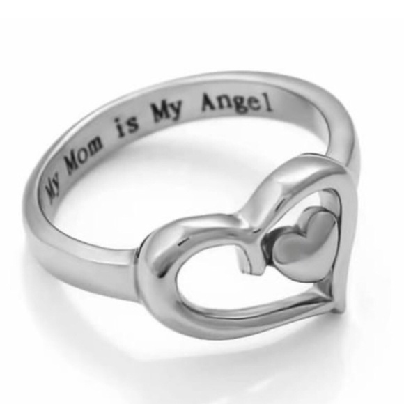 Jewelry - Silver Heart Ring - 'My Mom is My Angel'